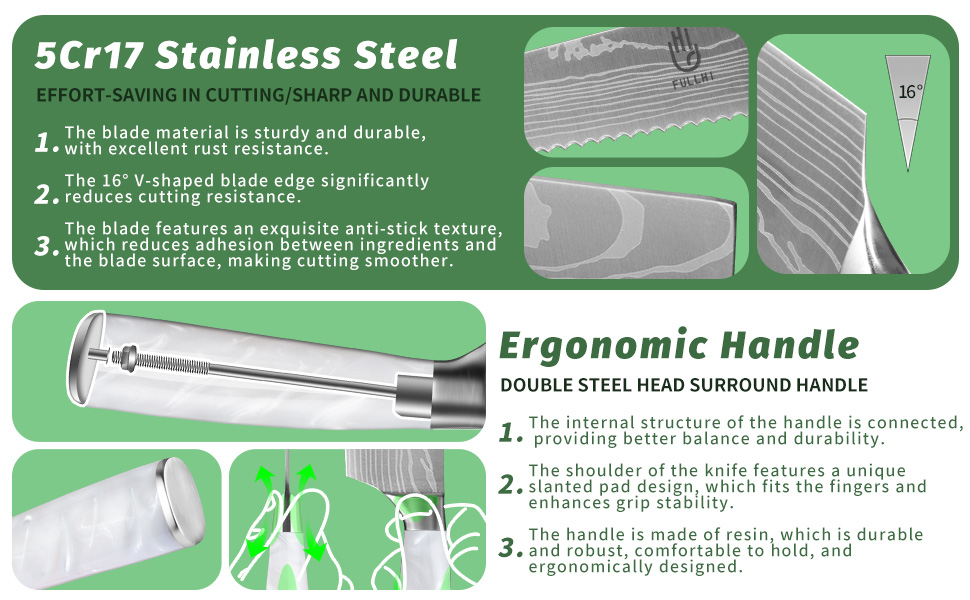 Набір кухонних ножів Fullhi 14 предметів у бруску з точилкою: кухонні ножі, ножі для стейку, багатокольорові ручки. Чудовий подарунок для чоловіків та жінок.