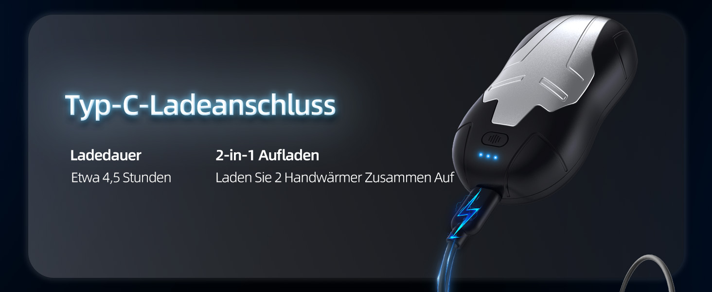Електричні грілки для рук 2 шт. 10000mAh, двосторонній нагрів, USB, швидкий нагрів, для подарунку, чорний, срібний