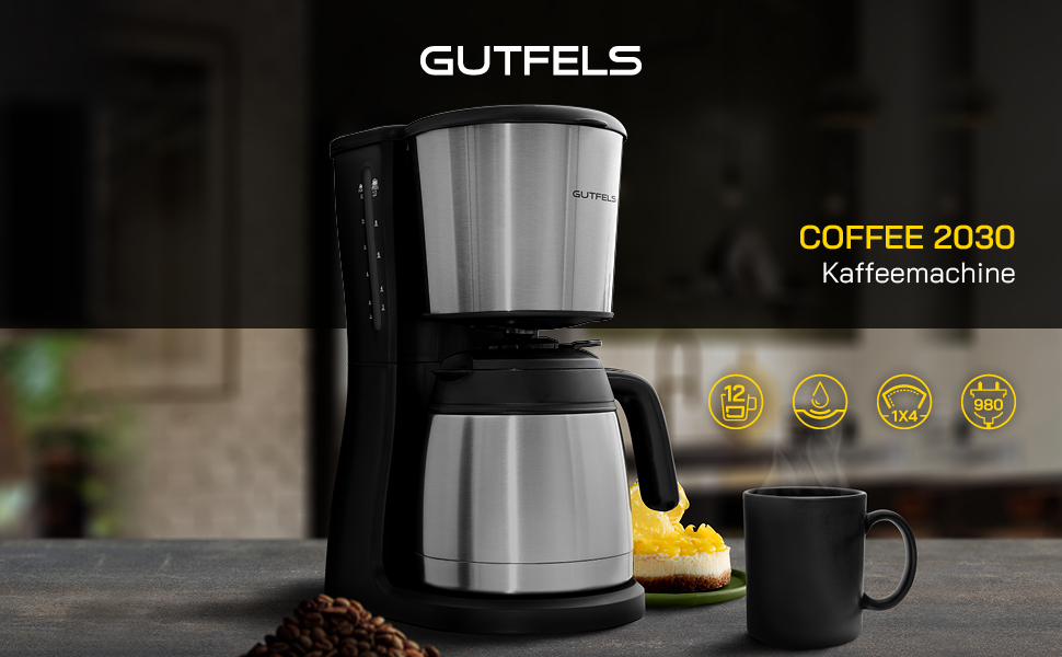 Кавоварка з фільтром GUTFELS COFFEE 2030 12 чашок Термос Кавоварка фільтр машина 980 Вт Функція Крапля-стоп Фільтр 4