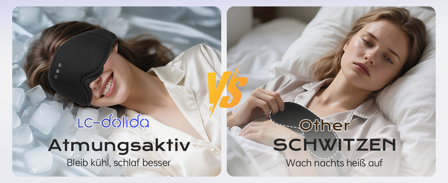 Маска для сну з навушниками Bluetooth 3D LC-Dolida для жінок та чоловіків, повна світлоізоляція, комфорт протягом усієї ночі, м'які навушники для сну під час подорожей, чорний колір