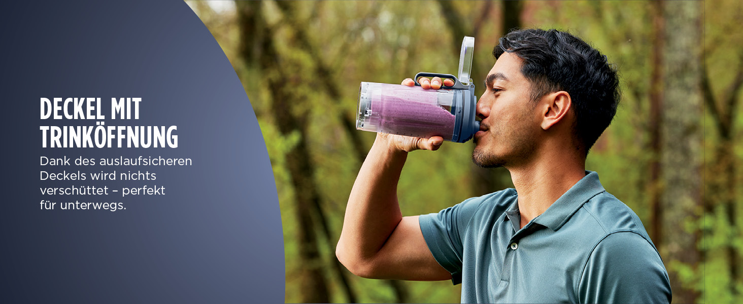 Портативний блендер Ninja Blast Max - 570 мл, акумуляторний, з чашею та кришкою, 3 функції, для смузі та протеїнових коктейлів (Marineblau)