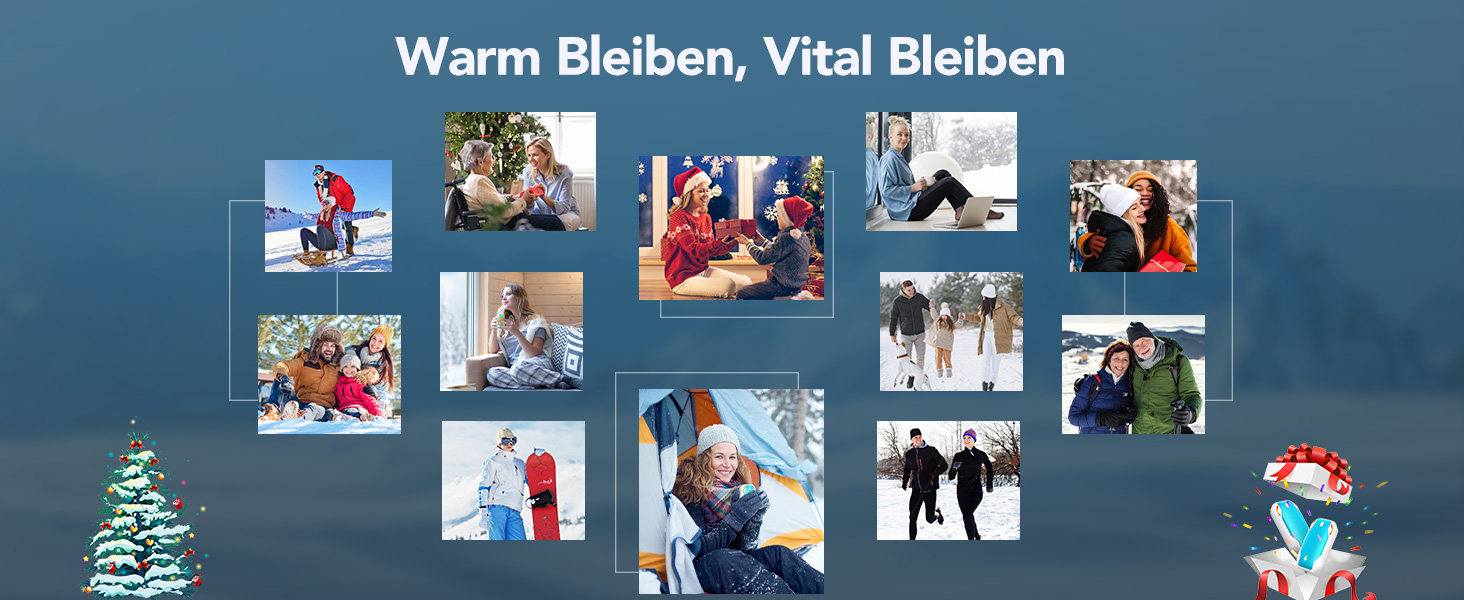 Електричні грілки для рук PHEJIE 2 шт. з 3 режимами нагріву, портативні, для активного відпочинку, кемпінгу, гольфу, подарунок для жінок та чоловіків (синьо-білі)