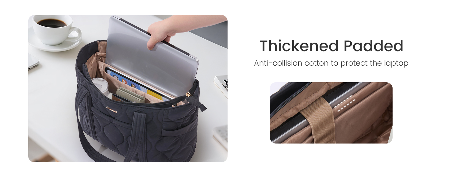 Сумка для ноутбука LOVEVOOK 15.6 дюймів, жіноча сумка-шоппер, велика містка сумка-тоут для роботи, навчання, подорожей, чорна