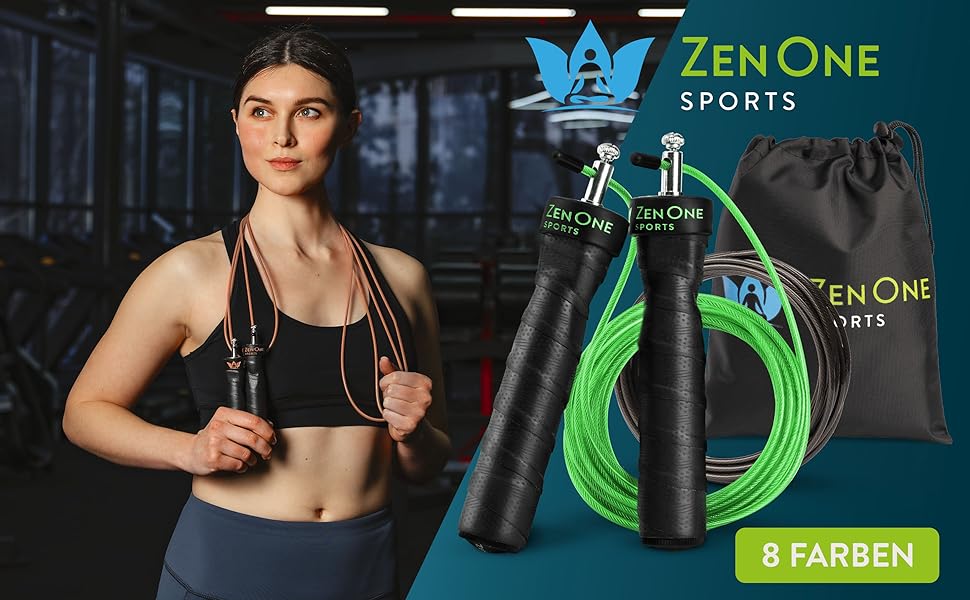 Скакалка ZenOne Sports з запасним тросом чорна