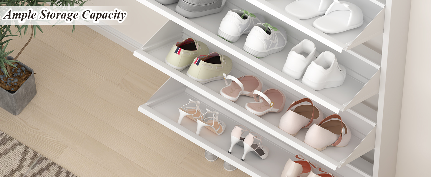 Чорний настінний органайзер для взуття GREATMEET з 4 висувними ящиками, вузький, для передпокою