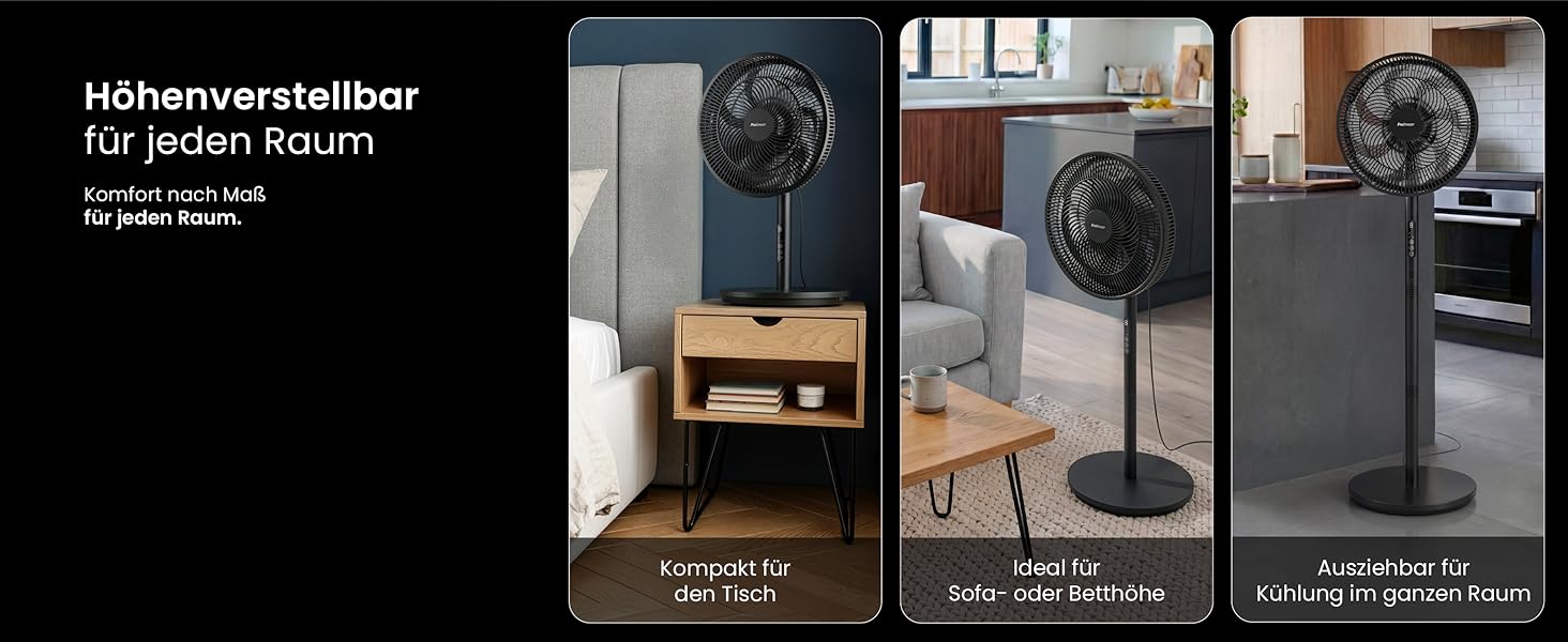 Вентилятор підлоговий Pro Breeze AirFlo Slim: 3 швидкості, 95° поворот, таймер 9 год, пульт, для дому та офісу, чорний