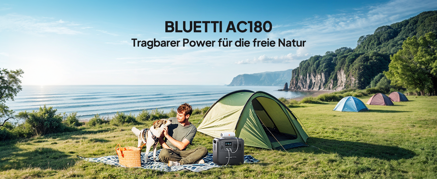 Портативна електростанція BLUETTI AC180, ємність 1152 Wh, номінальна потужність 1800 W, пікова потужність 2700 W