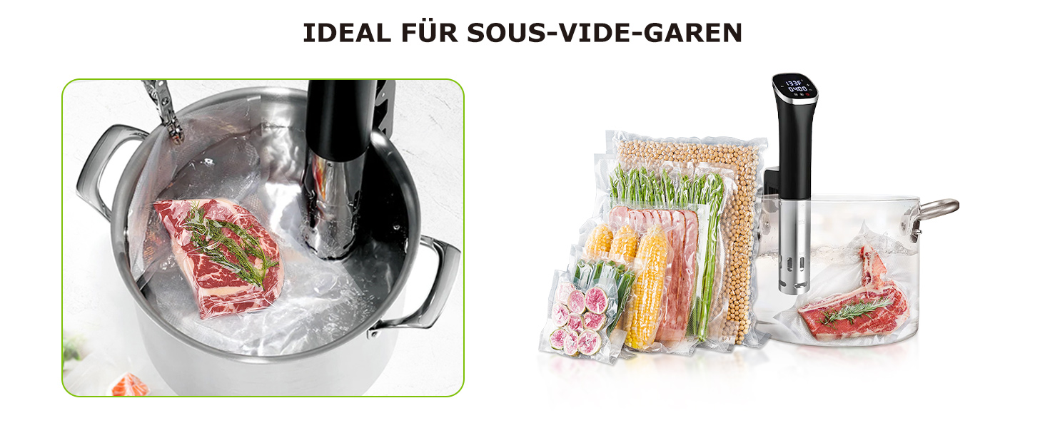 Вакууматор для продуктів Bonsenkitchen для сухих та вологих продуктів з вбудованим різачем, чорний (комплект з рулоном та пакетами)