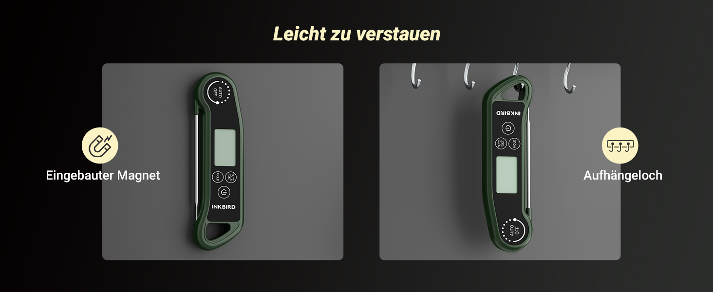 Цифровий термометр для м'яса та гриля Inkbird RHT-11K, швидке зчитування (0,5 с), водонепроникний LCD-термометр IP65 для кухні, BBQ та випікання