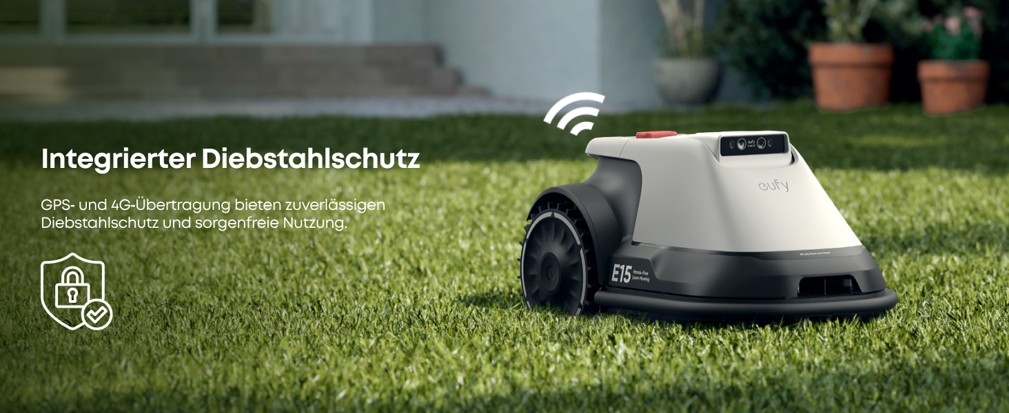 Робот-газонокосарка eufy E15 без дроту, до 800 м², TrueVision, навігація, уникнення перешкод, керування через додаток