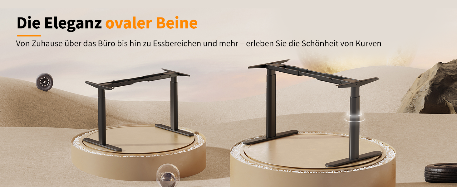 Електричний регульований стіл MAIDeSITe EL2 Pro Art з овальною основою, чорний. Підйом до 180 кг, 4 пам'яті, захист від зіткнень