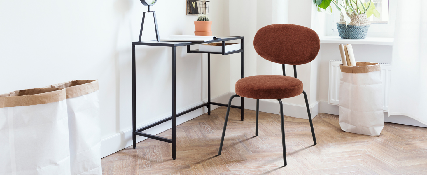 Стільці обідні COLAMY 2 шт. в стилі Mid-Century Modern оранжевого кольору з горіхового бука та металевими ніжками для кухні та їдальні