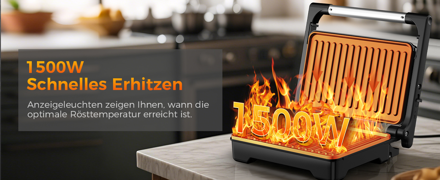 Sandwichmaker YASHE 1500W з антипригарним покриттям XXL, автоматичне регулювання температури, для 2 тостів