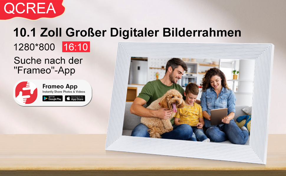 Цифровий фоторамка Frameo 15.6 дюймів, 32 GB, FHD IPS сенсорний екран, Wi-Fi, чорно-білий