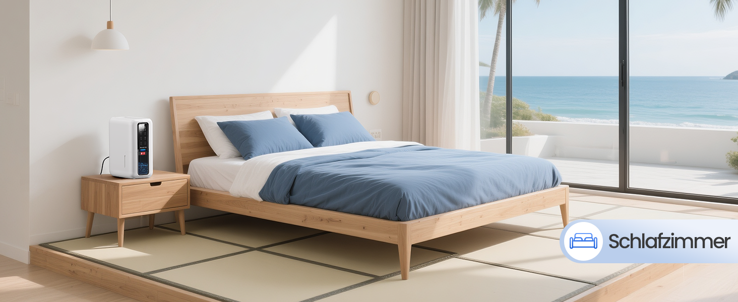 Електричний осушувач повітря з резервуаром 2L, автоматичне відключення та регулювання вологості для ванної, спальні, шафи (білий)