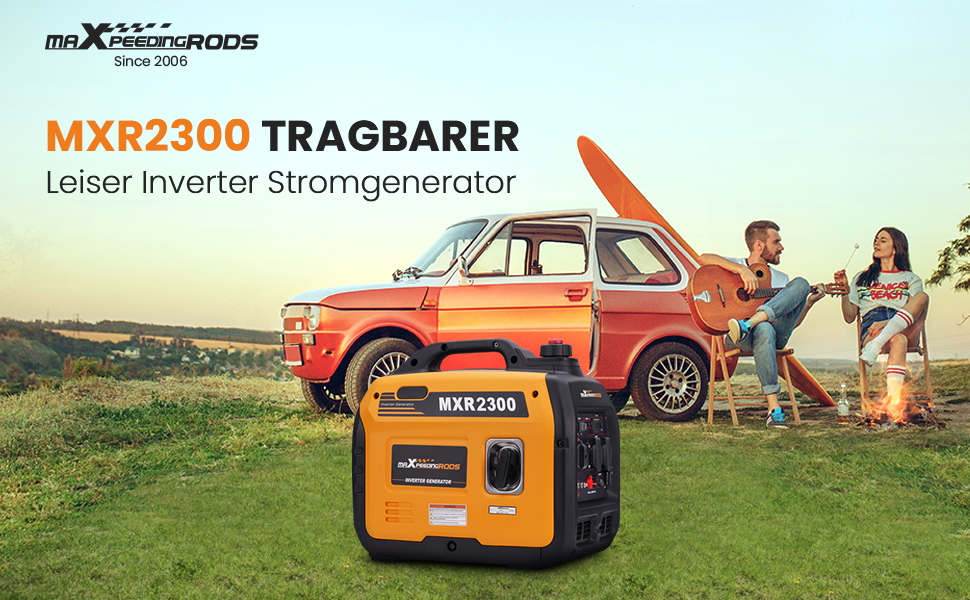 Інверторний генератор maXpeedingrods 2300W: тихий, портативний, для кемпінгу, подорожей, гаража, RV з USB та 230V. Бензиновий, 4-тактний, легковий.
