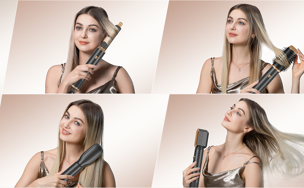 Набір для укладки волосся Hairstyler 5-в-1 з автозавиткою та феном, чорний