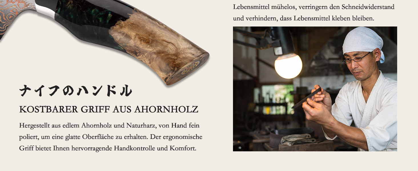 Японський ніж SHAN ZU з дамаської сталі з міддю, ручне кованість, професійний кухонний ніж, 20 см, серія VENUS (18 см Сантоку)