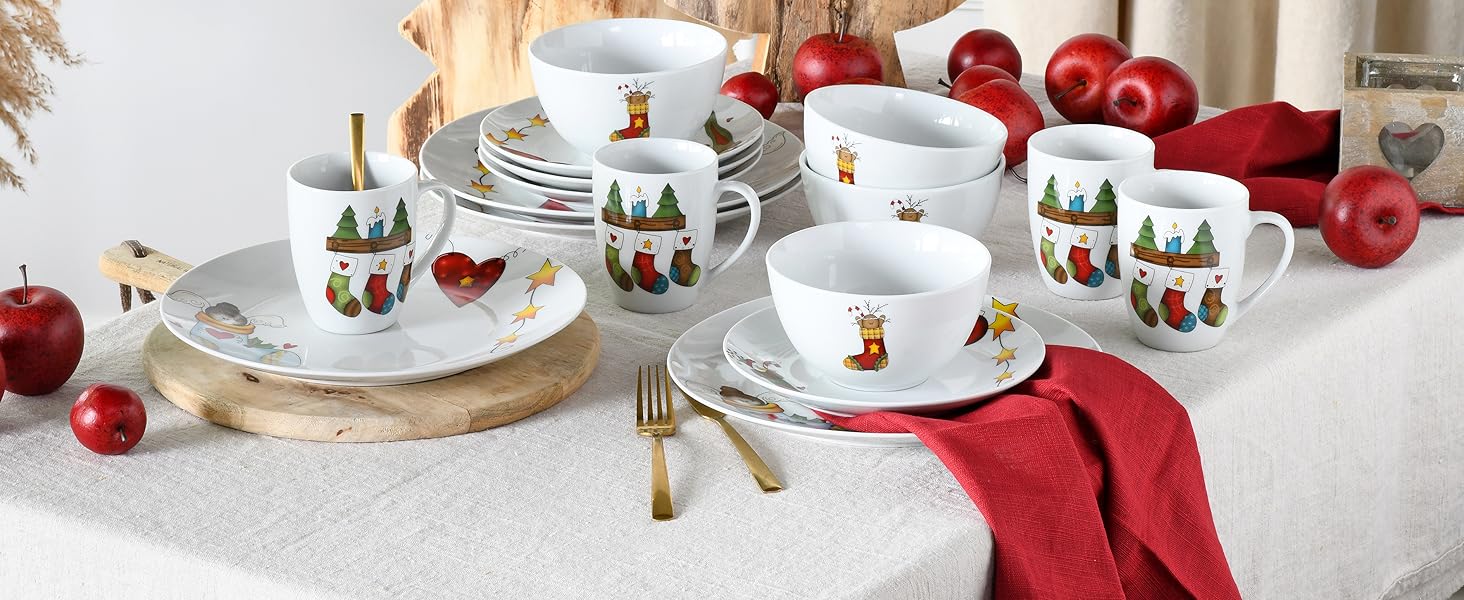 CreaTable Набір посуду Luna, 18 предметів для 6 осіб: серія, порцеляна, для сніданку, безпечний у мийці та мікрохвильовці