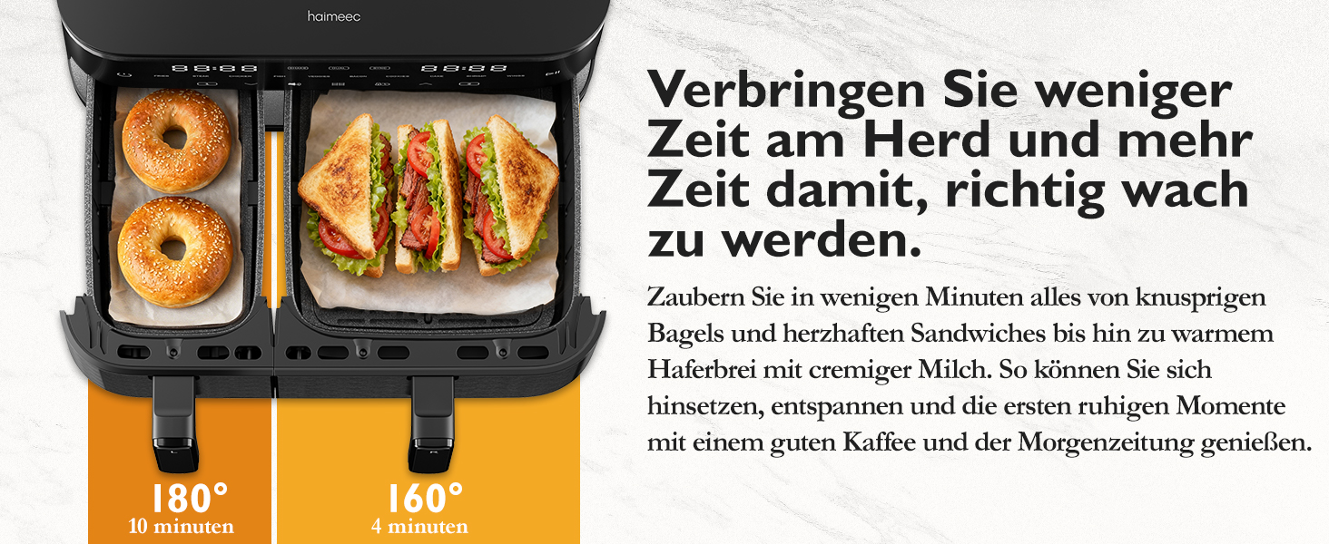 Фритюрниця без олії з підсвічуванням та нагадуванням про струшування, антипригарне покриття, 30-200°C, 78 рецептів, 8-в-1, тиха фритюрниця (11 л)