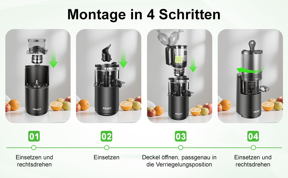 Електричний соковитискач для цілих овочів та фруктів, 130 мм, з широкою подачею, легкий у чищенні, чорний