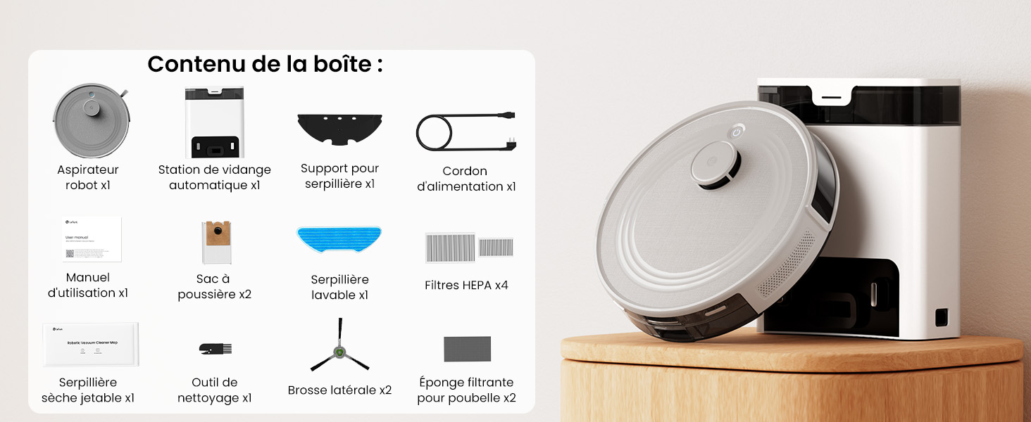 Робот-пилосос LEFANT M2 Plus з картографією, лазерною навігацією, 6000Pa, персоналізованим прибиранням, WiFi/App/Alexa, чорний (M2 Pro Grey)