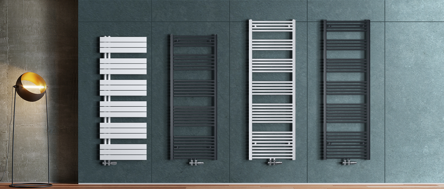 Елегантний радіатор для ванної кімнати 1600x600 мм, білий. Радіатор для рушників, середнє підключення.