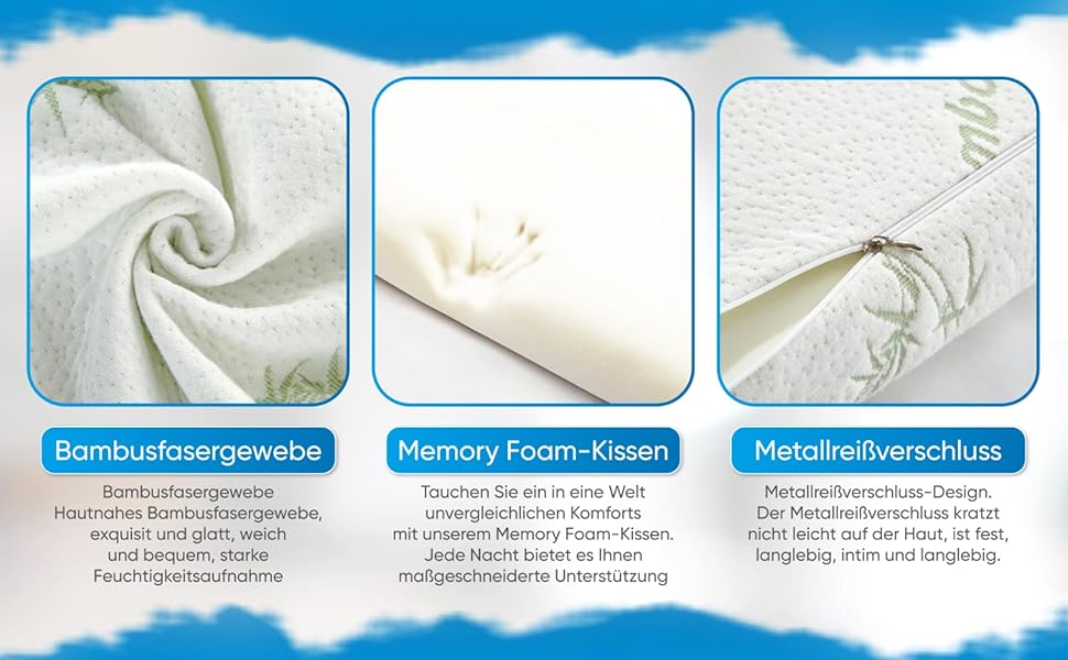 Ортопедична подушка для шиї з ефектом пам'яті (Memory Foam) – Ергономічна подушка для сну на боці та спині, дихаюча, зі знімним чохлом що миється