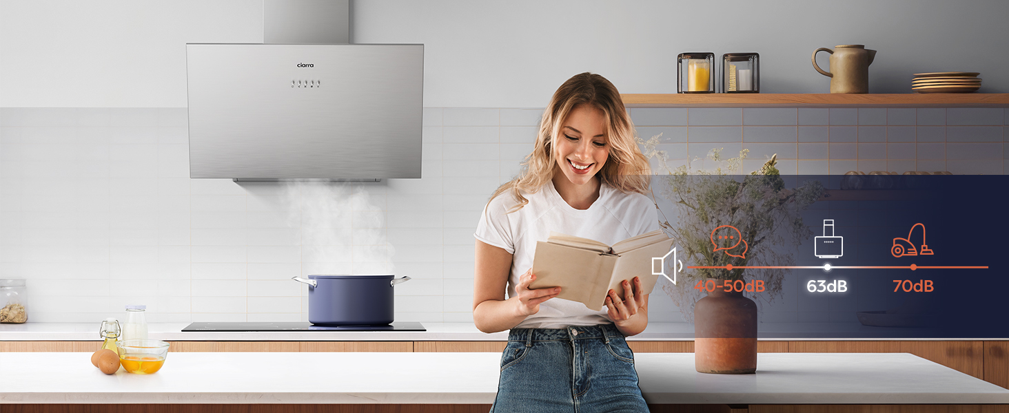Похила витяжка CIARRA CBCS6762A A+++ 60 см, нержавіюча сталь, продуктивність 650 м³/год, з вугільним фільтром CBCF003, режим рециркуляції та відведення