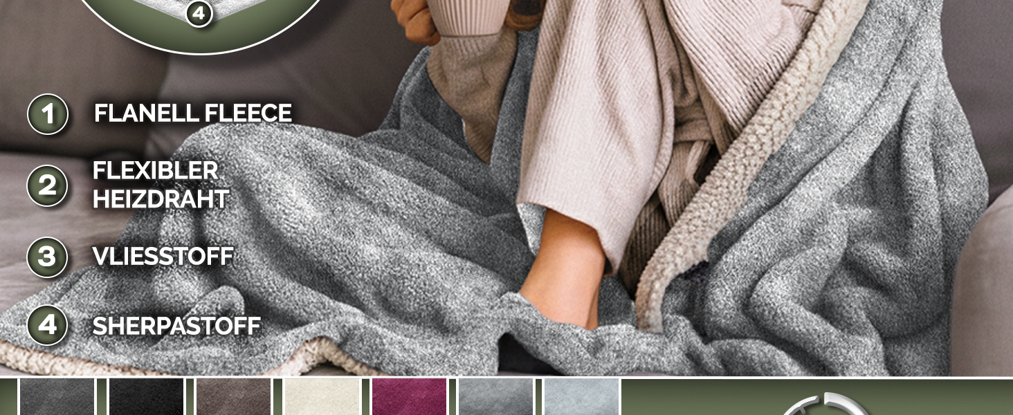 Електрична гріюча ковдра 200x180 см з таймером та 9 рівнями нагріву | Ковдра електрична для ліжка та дивану | Бежева