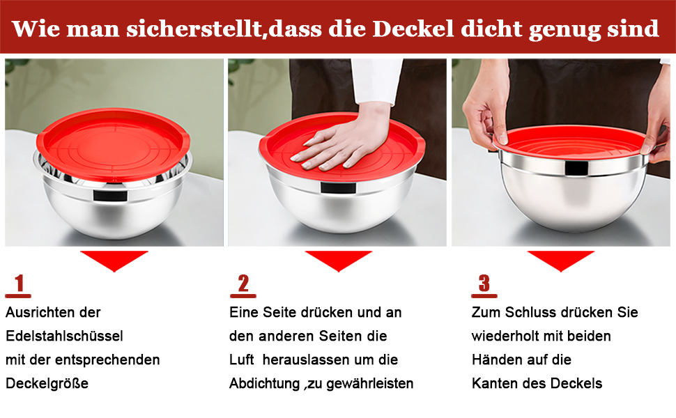 Набір мисок Homikit з нержавіючої сталі: для приготування, випічки та сервірування. 6.5/4.5/2/2.5/1.5/1.2/0.8 л (Червоний, 7)