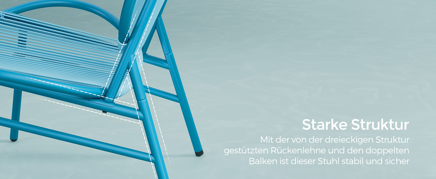 Набір садових меблів SONGMICS з ротангу (3 предмети): стіл та 2 крісла для тераси, саду, балкону, блакитний