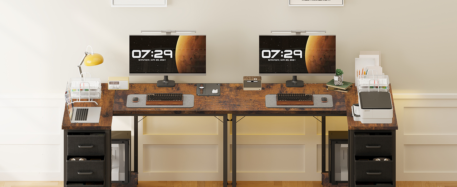 Комп'ютерний стіл Coleshome L-подібний, 120x70 см, 4 шухляди, для офісу/кабінету/спальні, вінтажний коричневий