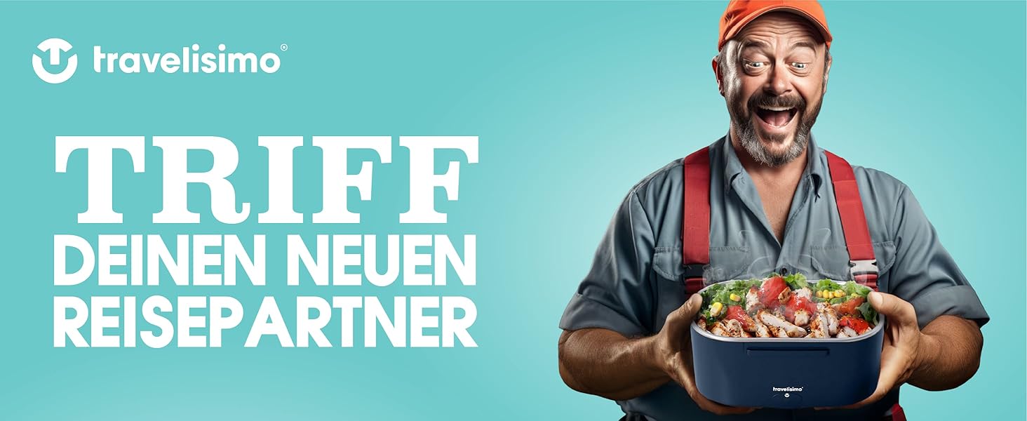 Електрична ланчбокс TRAVELISIMO 80W, 1,5L, 3-в-1, для авто/вантажівки, 12V/24V/220V, мікрохвильова функція, темно-синій