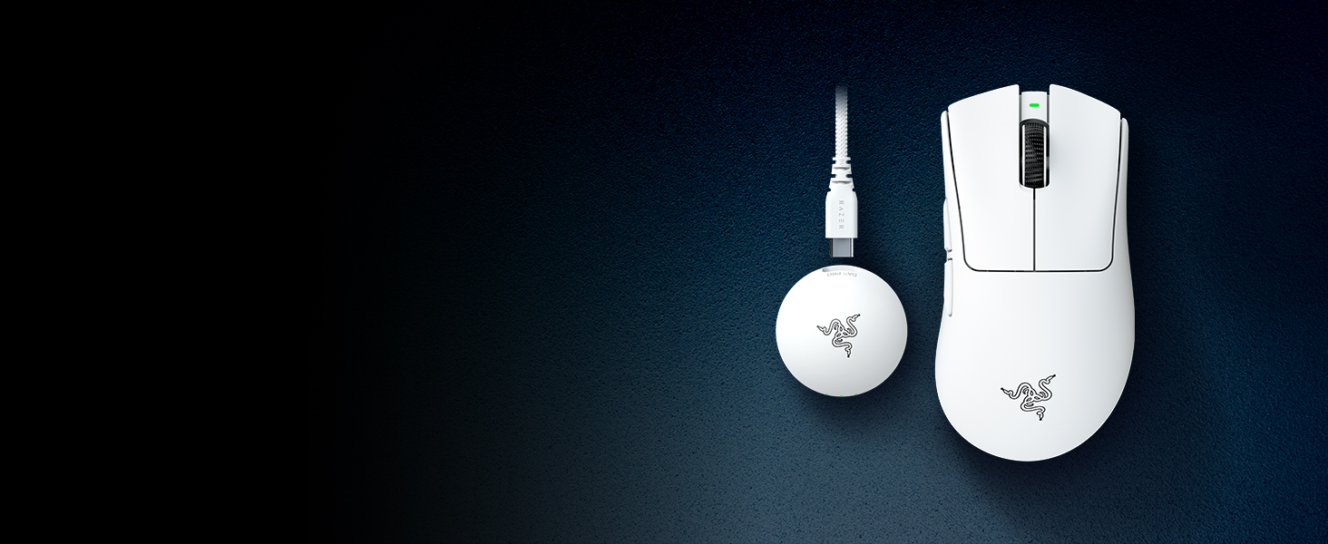Ігрова бездротова миша Razer DeathAdder V4 Pro White: ергономічна, ультралегка (55г), 26K DPI, HyperSpeed, до 100 годин роботи