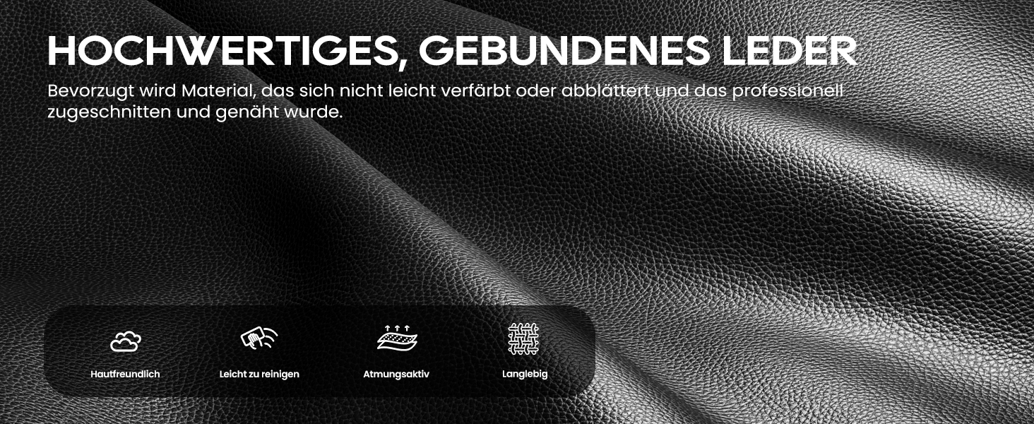 Крісло шеф COLAMY з дихаючої шкіри – ергономічне офісне крісло з пружинним блоком, відкидними підлокітниками та тихими роликами для дому та офісу, чорне