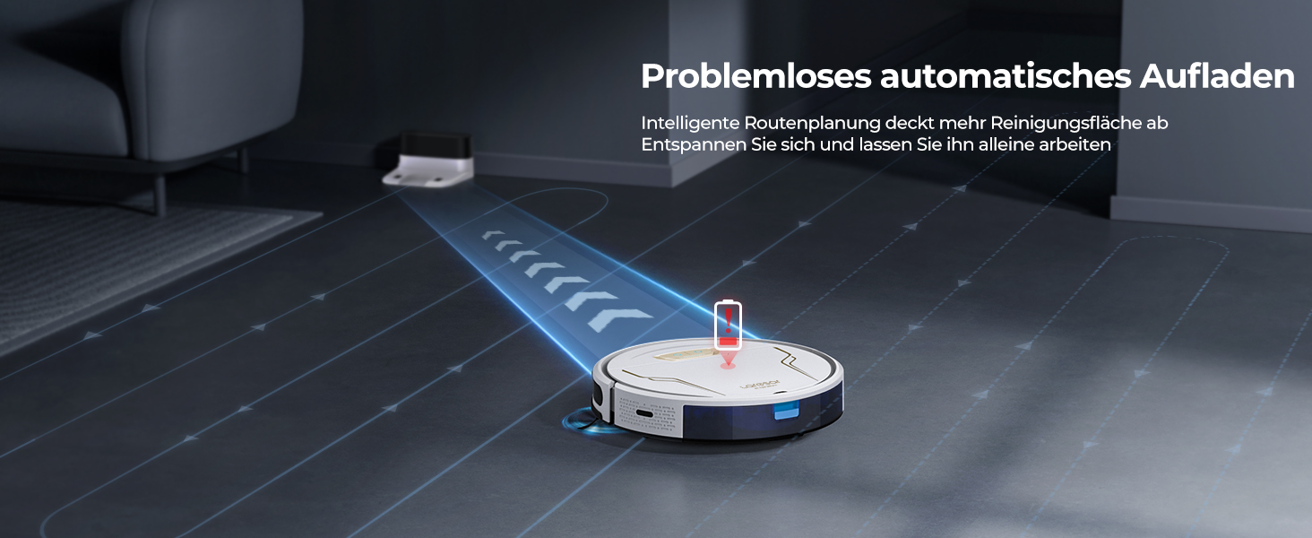 Робот-пилосос Laresar Clean з функцією миття, 4000Pa, 150 хв роботи, керування через додаток, для твердих підлог, килимів та шерсті тварин (білий)