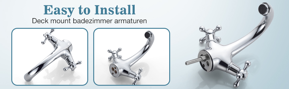 Змішувач для ванної кімнати з двома ручками, хром, з міді, ретро стиль, G3/8 | Змішувач для умивальника