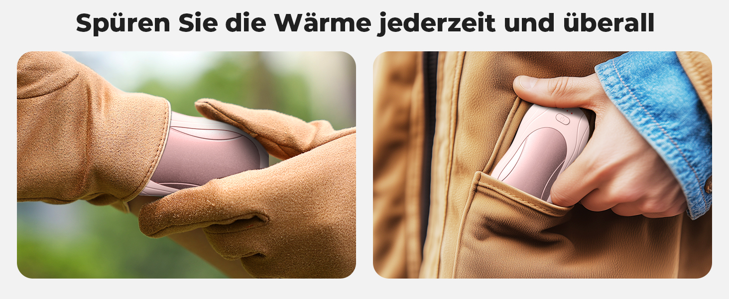 Електричні грілки для рук 2 шт. з магнітом, портативні 6000mAh, 3 режими нагріву, USB, для кемпінгу, офісу (рожеві)