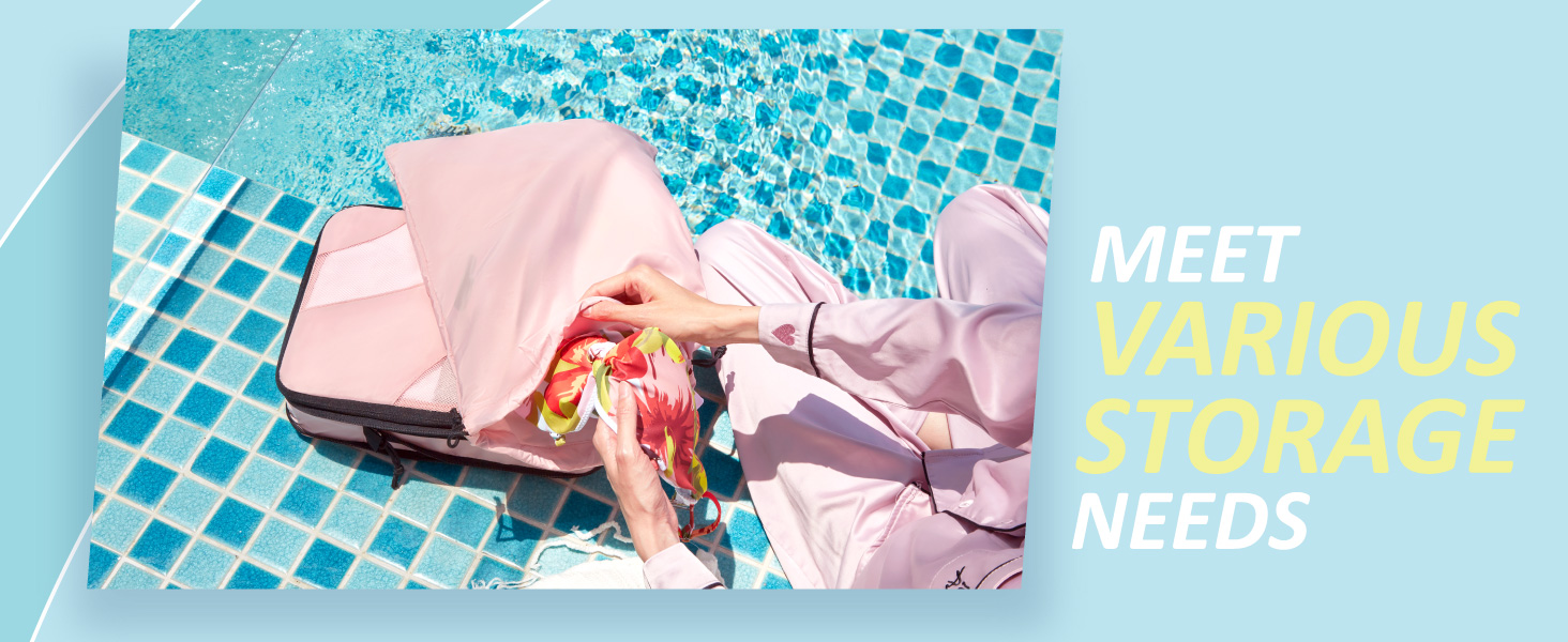 Набір компресійних органайзерів для подорожей BAGSMART, 6 шт, органайзери для одягу в валізу та ручну поклажу, рожевий