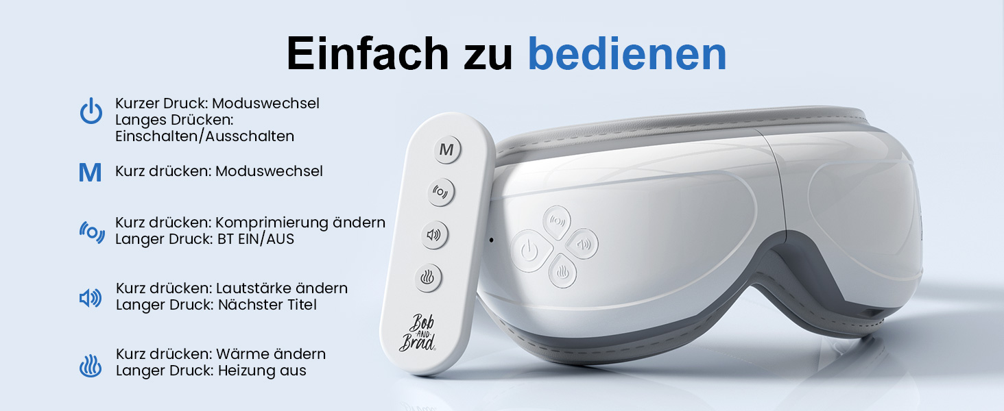 Масажер для очей Bob and Brad EyeOasis 2 з підігрівом, музикою та компресією, електричний. Зменшує темні кола та сухість очей. Маска для очей з пультом керування.