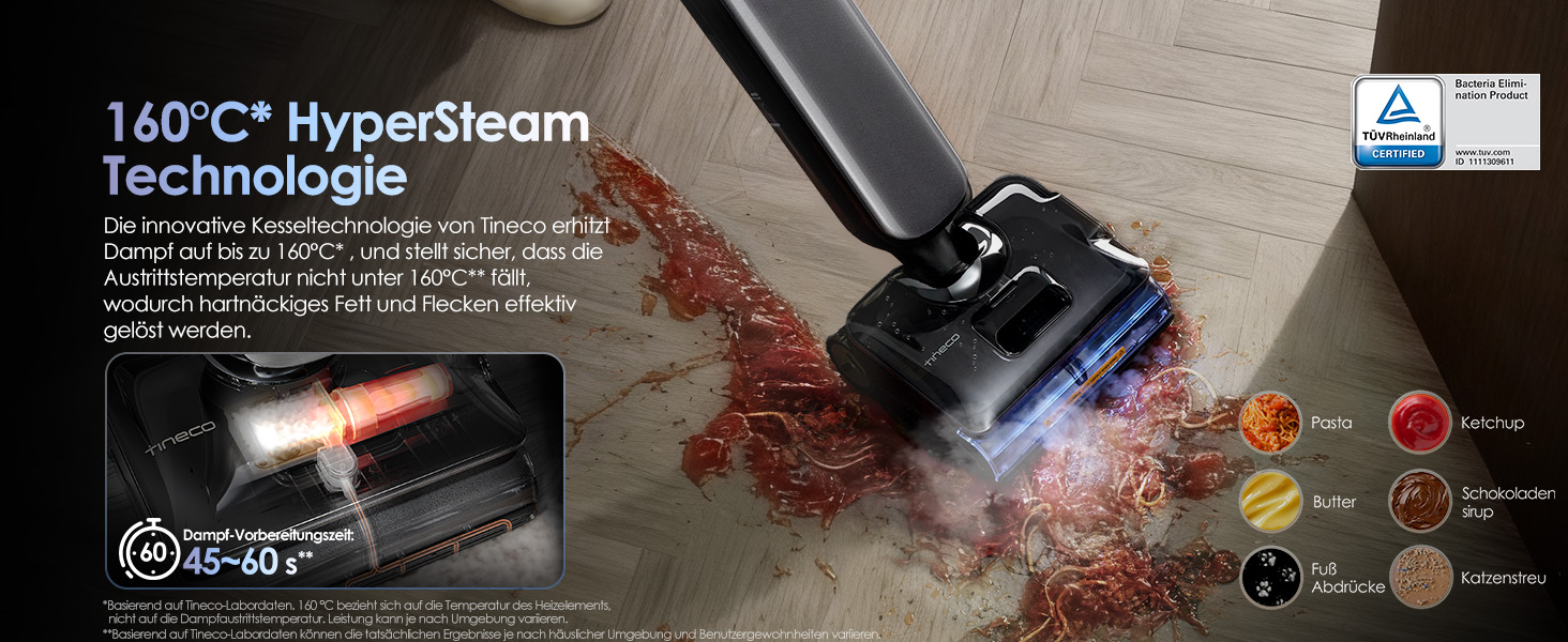 Tineco Floor One S9 Artist Steam Pro: Акумуляторний пилосос для вологого та сухого прибирання, 22000 Па, анти-заплутування, сушка гарячим повітрям 85°C, 50 хв роботи, для твердих поверхонь, шерсті тварин