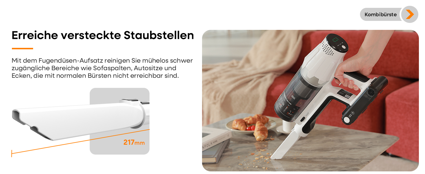 Акумуляторний пилосос ElecKeys 48000 Па, 580 Вт, 65 хв з LED дисплеєм, для підлоги, килимів та шерсті тварин, білий