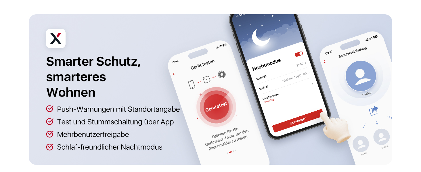 X-Sense Детектор диму з Wi-Fi, голосовим оповіщенням та 17 зонами, 33 мм, 12 шт. (з базовою станцією) XS0B-MR121, для дому