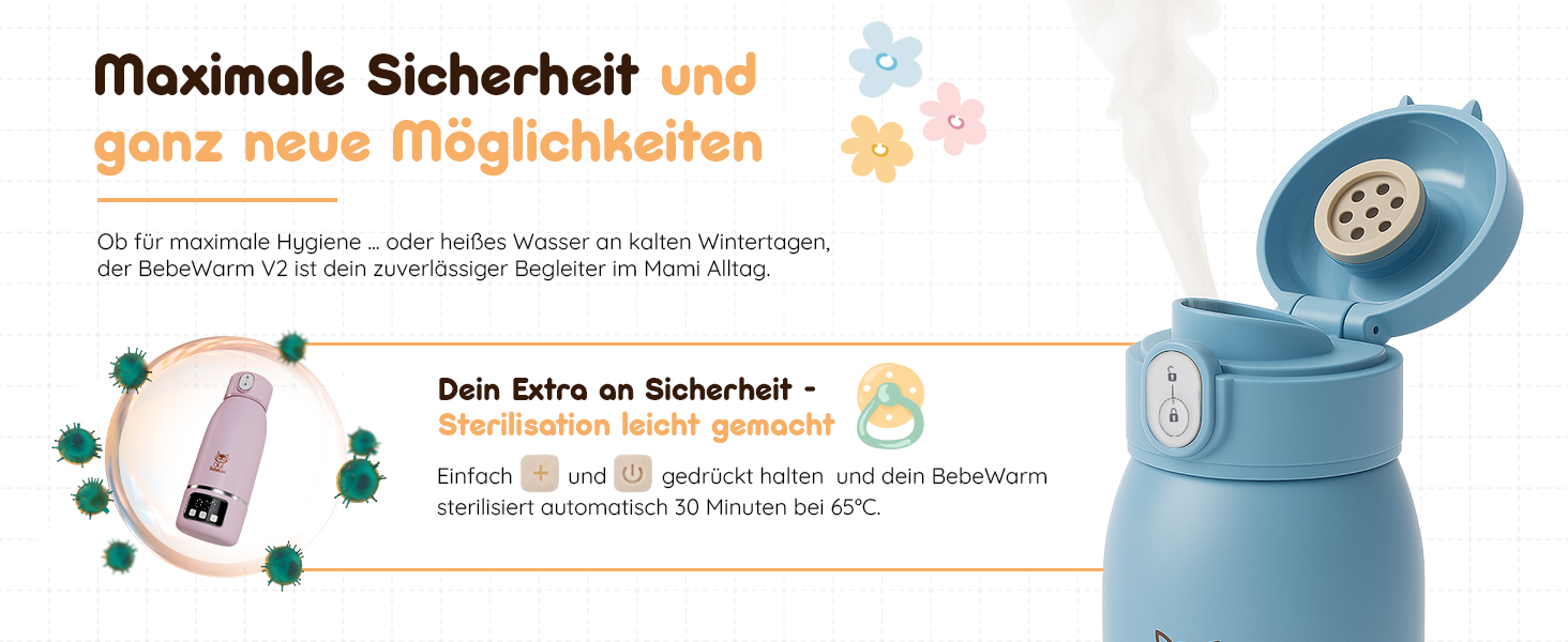 Підігрівач для дитячих пляшечок BEBELUX LUX MOM KIT – Електричний, USB-C, 36W, BPA-free, з терморегулятором, акумуляторний (Чорний)