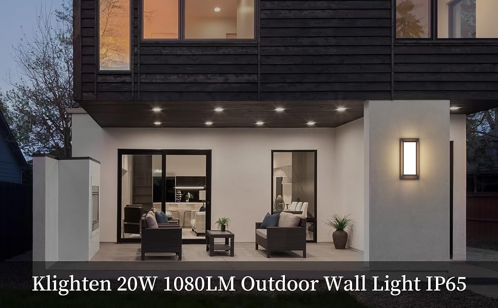 Сучасний настінний світильник Klighten для вулиці та дому, IP65, LED 3000K, чорний, PC + Алюміній, для входу, тераси та коридору