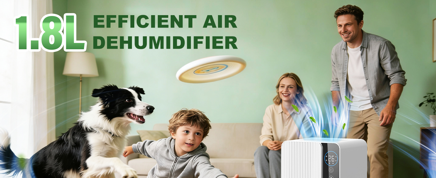 Електричний осушувач повітря 1800 мл, енергозберігаючий, для спальні та ванної кімнати, 22,5W, тихий, з режимом сну, таймером та автовимкненням (550 мл/день)