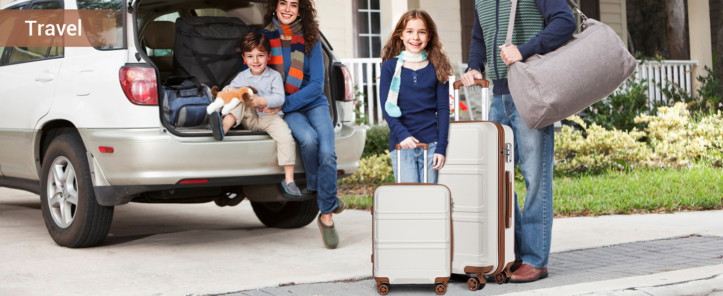 KONO Чемодан-Тролей 55 см, Кремовий Білий | Валіза для подорожей