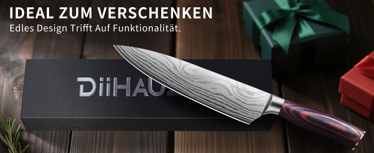 Професійний кухонний ніж, 20 см: високоякісний сталевий ніж для шеф-кухаря з ергономічною ручкою