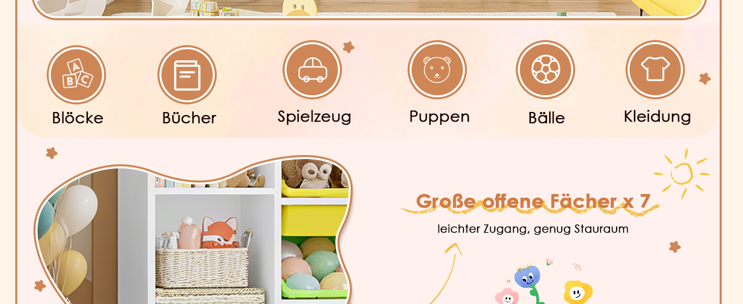 FOREHILL Дитяча полиця з 8 ящиками, дитячий шафа, книжкова полиця для дітей, органайзер для іграшок, меблі для дитячої кімнати, 138,8 x 94,3 x 29,6 см, білий (білий з зеленим)